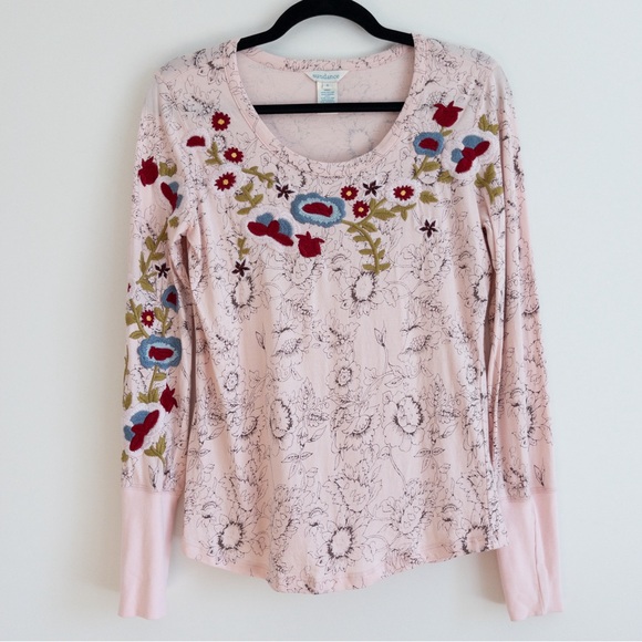 Sundance Tops - Sundance Pink Floral Embroidered Top